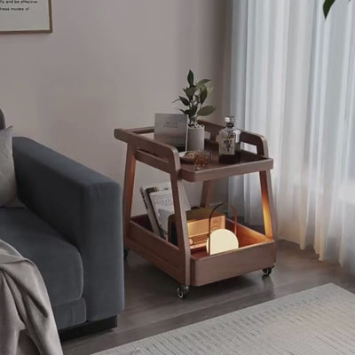 Andlia Solid Wood Bar Cart With Wheels