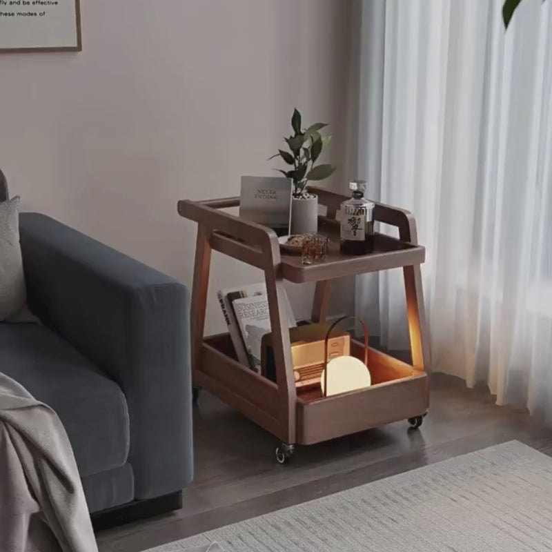 Andlia Solid Wood Bar Cart With Wheels